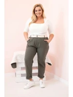 Dámské kalhoty Punto Milano Winter Plus Size s páskem khaki