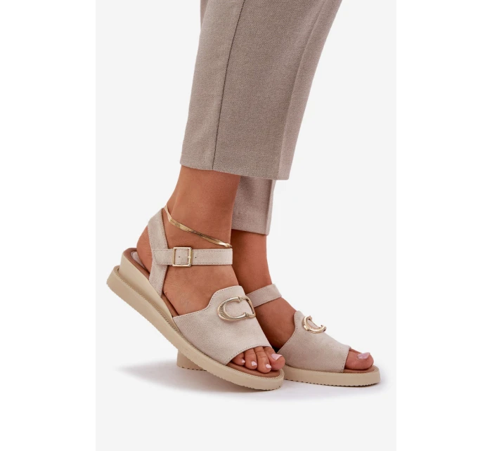 Dámské Sandály Na Klínu S Ozdobou Béžové model 21685257 - Boto