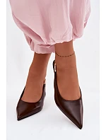 Dámské sandály z umělé kůže na jehlovém podpatku Čokoládové Jelissey