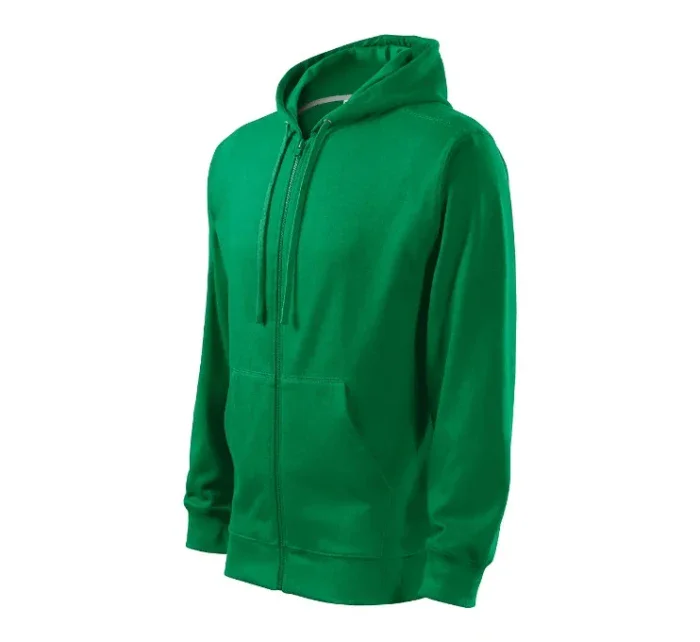 Trendy mikina na zips pánska stredne zelená