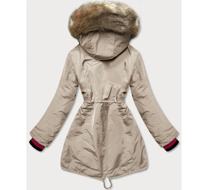 Dámska zimná bunda s kožušinou béžová (can-579big) Dámska zimná bunda s kožušinou béžová (can-579big)