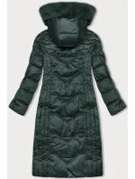 Tmavo zelená dlhá vypasovaná dámska zimná bunda S'west (B8201-10)