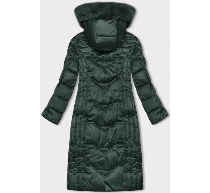 Tmavo zelená dlhá vypasovaná dámska zimná bunda S'west (B8201-10)