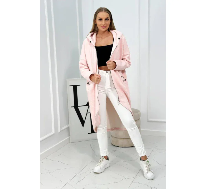 Zateplená dlhá mikina prášková ružová melanž