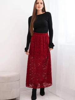 Dámská sukně s krajkou a podšívkou bordová