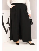 Dámské bavlněné kalhoty Plus Size s širokými nohavicemi a volným střihem černé Dámské bavlněné kalhoty Plus Size s širokými nohavicemi a volným střihem černé