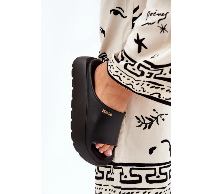 Piankowe Klapki Damskie Na Platformie Big Star RR274A567 Czarne Piankowe Klapki Damskie Na Platformie Big Star RR274A567 Czarne