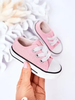 Dětské Brokátové Tenisky Růžové Bling-Bling