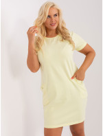 Svetložlté bavlnené mikinové šaty vo veľkej veľkosti