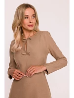 Dámské šaty s mašlemi S413  béžové - Stylove