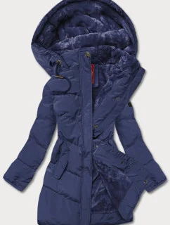 Tmavomodrá prešívaná dámska zimná bunda (2m-963)