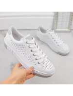 Rieker W RKR642 biele kožené ažurové topánky