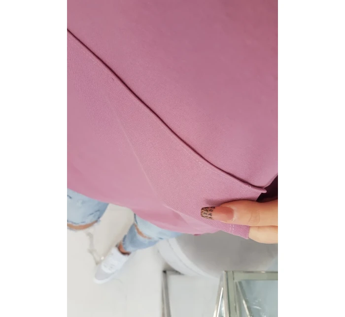 Mikina s kapucňou s dlhým chrbtom tmavo ružová