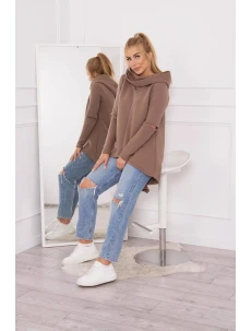 Zateplená mikina s dlhšou zadnou časťou mocca