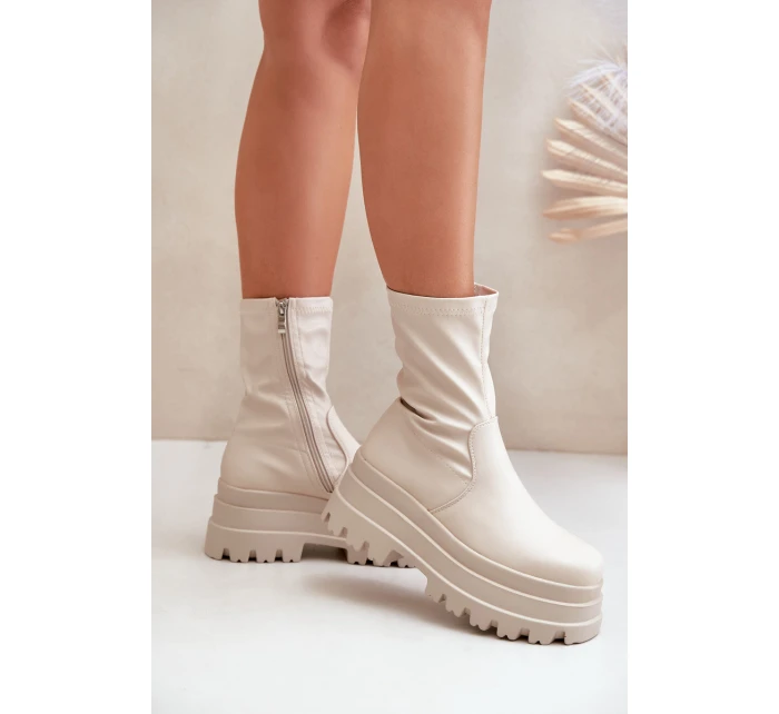 Botki Na Masywnej Platformie Jasnobeżowe Florinara Botki Na Masywnej Platformie Jasnobeżowe Florinara