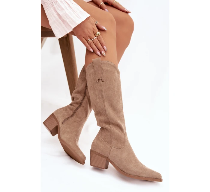 Kozačky Kovbojky Dámské Khaki model 21821835 - Boto Kozačky Kovbojky Dámské Khaki model 21821835 - Boto