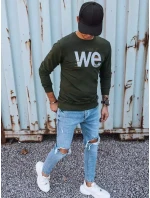 Pánska khaki mikina s potlačou FashionStreet BX5368