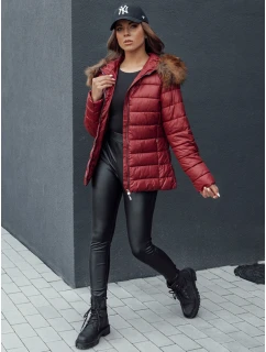 Dámská prošívaná zimní bunda s kapucí vínová Dstreet model 21979820 - FashionStreet