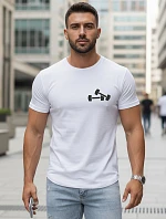 Pánske bavlnené tričko s minimalistickou potlačou biele FashionStreet NX5086R