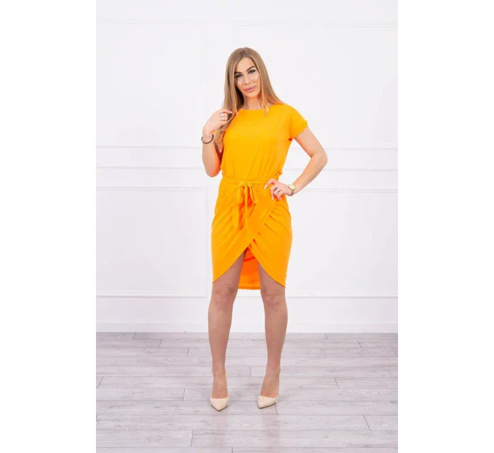 Šaty s obálkou dole oranžové neónové