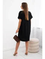 Šaty s vreckami a príveskom Čierne