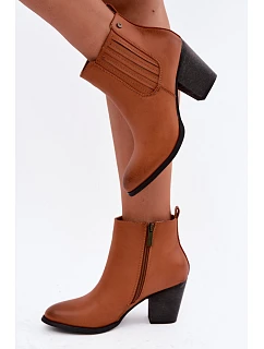Dámske zateplené čižmy na podpätku Medicine RW16-OBD428-80X Camel