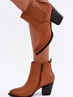 Dámske zateplené čižmy na podpätku Medicine RW16-OBD428-80X Camel