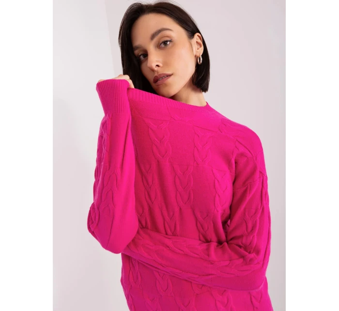 Sweter AT SW model 19040828 fuksjowy - FPrice Sweter AT SW model 19040828 fuksjowy - FPrice