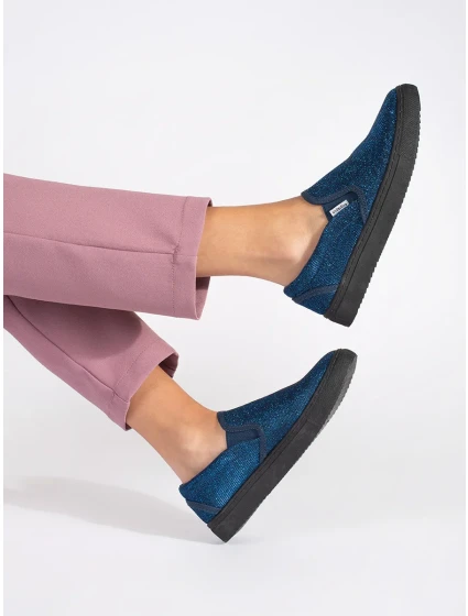 Štýlové dámske modré topánky na podpätku bez podpätku Štýlové dámske modré topánky na podpätku bez podpätku