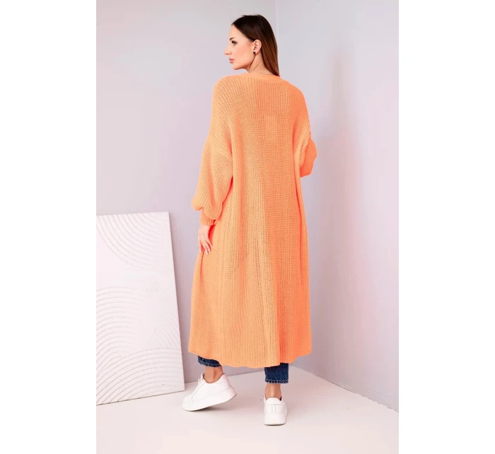 Dlouhý svetr kardigan neonově oranžový