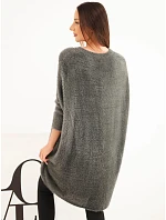 Dámský svetr Plus Size s výstřihem do V grafitový Dámský svetr Plus Size s výstřihem do V grafitový