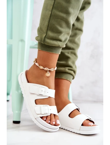 Gumové pantofle se sponou Bíle Corina Gumové pantofle se sponou Bíle Corina