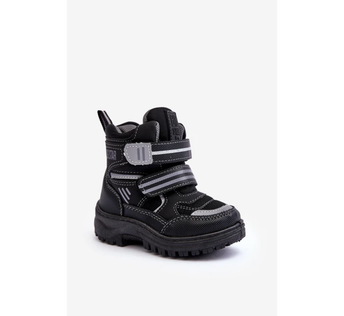 Dziecięce Ocieplane Śniegowce Na Rzepy Czarne Big Star MM374129