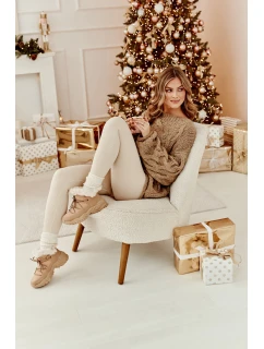 Damskie Botki Trapery Z Futerkiem Beżowe Cresandi