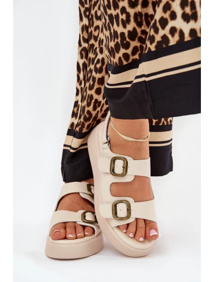 Dámské Sandály Na Platformě A Klínu S Přezkami Béžové model 21688795 - Boto Dámské Sandály Na Platformě A Klínu S Přezkami Béžové model 21688795 - Boto