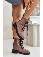 Zdobené členkové topánky Workery Dámske zateplené topánky D&A Taupe Zdobené členkové topánky Workery Dámske zateplené topánky D&A Taupe