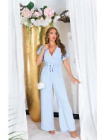 Dámsky overal so širokými nohavicami a opaskom na zaväzovanie 0000OV07814 White - Koucla