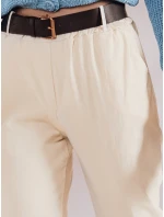 Dámské volnočasové kalhoty s páskem světle žluté Dstreet model 21985714 - FashionStreet