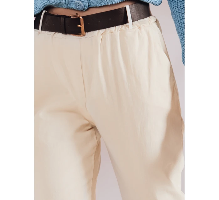 Dámské volnočasové kalhoty s páskem světle žluté Dstreet model 21985714 - FashionStreet