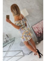 Zelené květinové šaty s otevřenými rameny