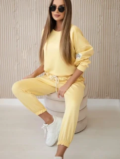 Súprava tepláky + nohavice maslová látka žltá