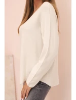Dámský svetr s viskózou a výstřihem do V světlé béžový