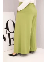 Dámske bavlnené nohavice v nadmernej veľkosti so širokým strihom a voľným strihom Pistachio Dámske bavlnené nohavice v nadmernej veľkosti so širokým strihom a voľným strihom Pistachio