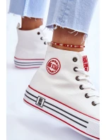 Dámské vysoké textilní tenisky na platformě Big Star model 21608464 Bílá - Big Star Shoes Dámské vysoké textilní tenisky na platformě Big Star model 21608464 Bílá - Big Star Shoes