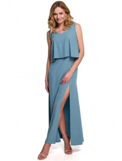 Dámske šaty s volánom K048 nebesky modré - Makover