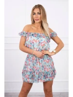 Španielske šaty do pása v mätovej farbe