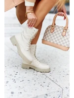 Wysokie Botki Workery Beżowe Rozelle Wysokie Botki Workery Beżowe Rozelle