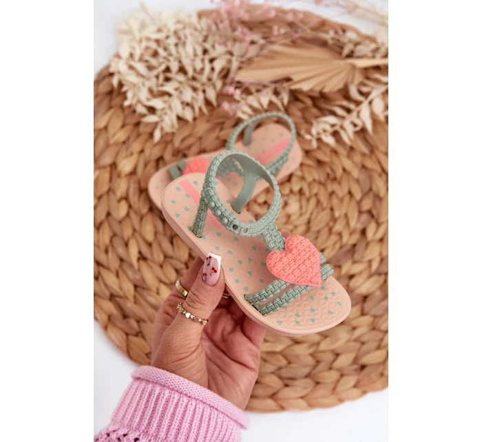 Dětské sandálky se srdcem model 21658598 My First Baby zelené - Ipanema
