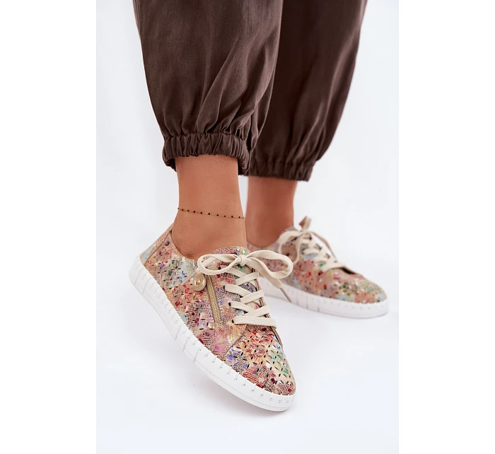 Otevřené polobotky z přírodního semiše vícebarevné Kamelia