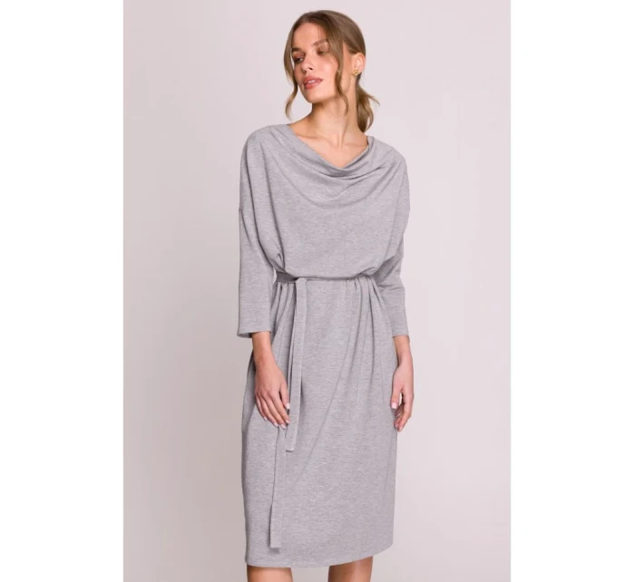 S403 Pletené šaty v nadmernej veľkosti - sivé